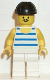 LEGO par026 Horizontal Blue/White Stripes, White Legs, Black Construction Helmet