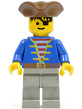 LEGO pi008 Pirate Blue Jacket, Light Gray Legs, Brown Pirate Triangle Hat