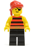 LEGO pi031 Pirate Red / Black Stripes Shirt, Black Legs, Red Bandana